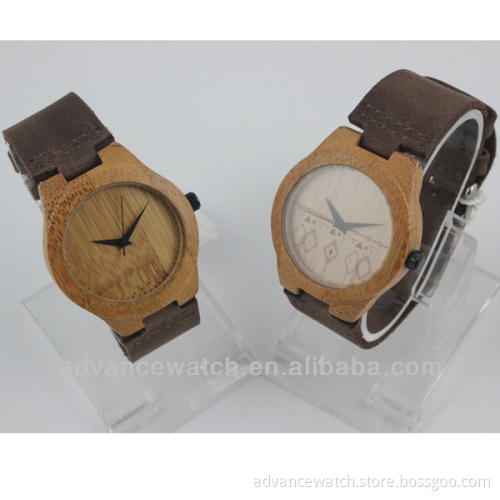 Bamboo watches geunine leather strap china manufacturer